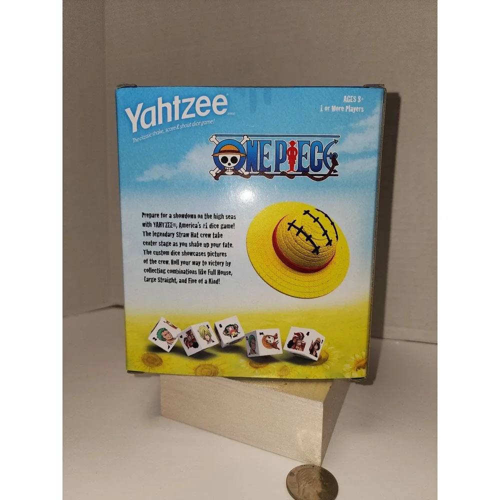Yahtzee: One Piece collectible dice game featuring‎ Monkey D. Luff Hat